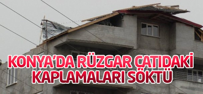 Beyşehir'de Rüzgar Çatıdaki Kaplamaları Söktü