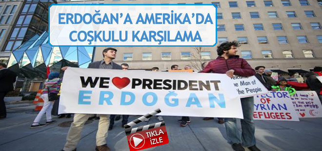 Erdoğan'a ABD'de coşkulu karşılama