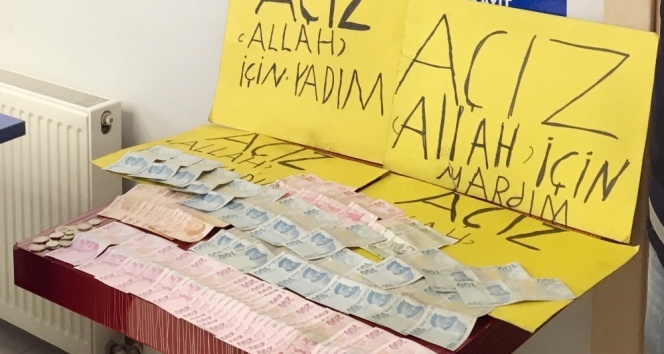 Dilencinin üzerinden 8 bin 500 lira çıktı