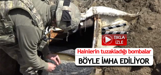 Hainlerin tuzakladığı bomba böyle imha edildi
