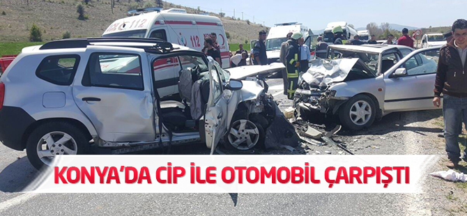 Konya'da cip ile otomobil çarpıştı