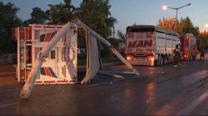 Seyir halindeki kamyonun üzerine beton direk devrildi