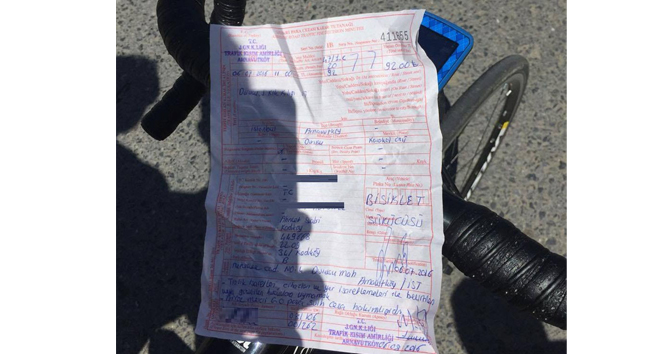 Bisiklet kullanan adama 92 TL trafik cezası