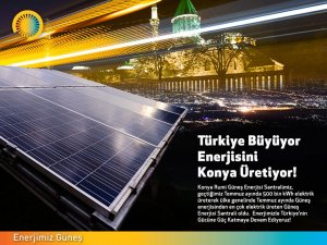 Konya Rumi Güneş Enerjisi Santralinden rekor ürettim