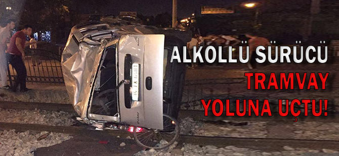 Konya’da allkollü sürücü takla attı