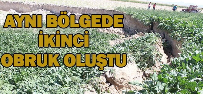 Karapınar'da aynı bölgede ikinci obruk oluştu