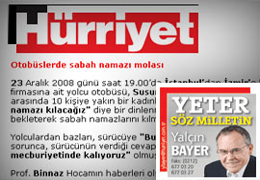 Namaz molası mektubu muhabirin