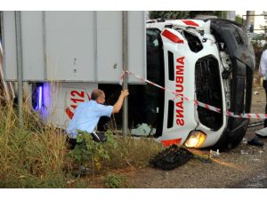 Tekirdağ'da ambulansın devrilmesi