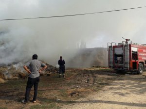 Akşehir'de saman balyası yangını