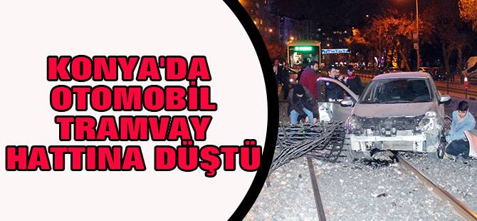 Otomobil tramvay hattına düştü: 1 yaralı