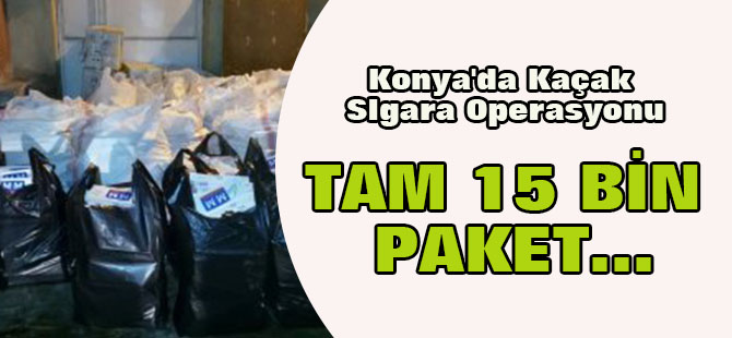 Ilgın ilçesinde saman ve ip yüklü üç tırda, 15 bin paket gümrük kaçağı sigara bulundu.