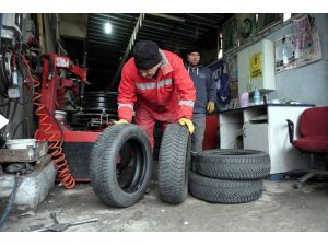 Lastikçilerde "kış lastiği" mesaisi