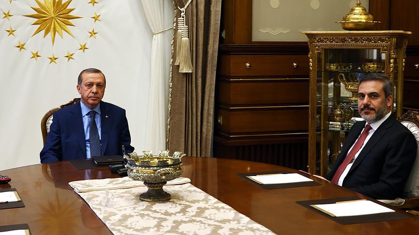 Erdoğan MİT Müsteşarı Fidan'ı kabul etti