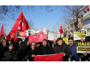 İran ve Rusya büyükelçilikleri önünde Halep protestosu