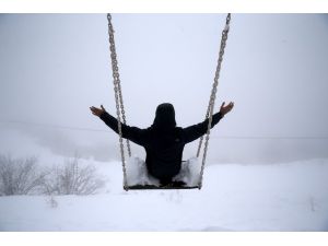 Bolu Dağı'nda kar yağışı ve yoğun sis