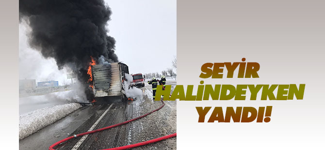 Konya'da seyir halindeki tır yandı