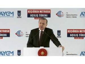Cumhurbaşkanı Erdoğan Keçiören Metrosu açılışında konuşuyor