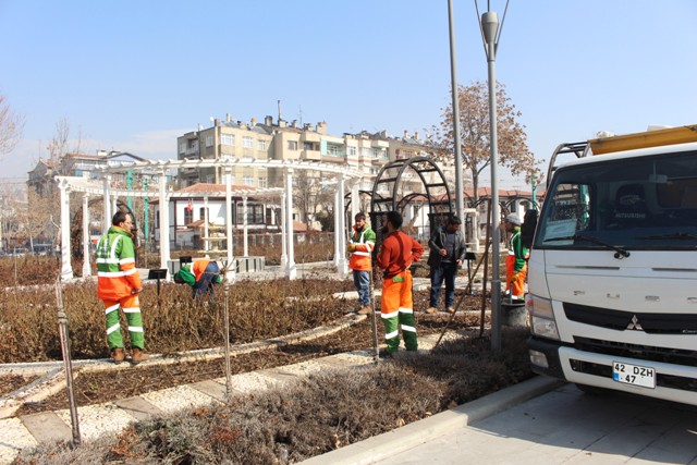 Parklarda çiçek bakımı başladı
