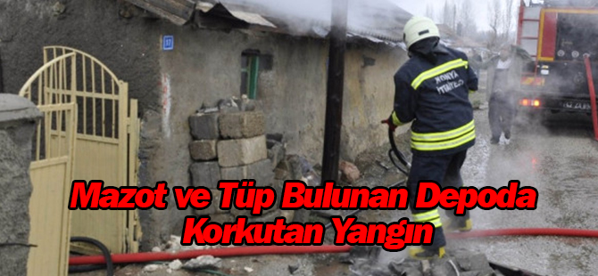 Mazot ve Tüp Bulunan Depoda Korkutan Yangın