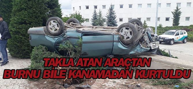 Konya'da araç takla attı