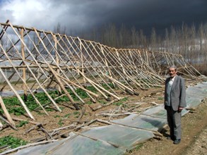 Serası yıkılan çiftçi yardım bekliyor