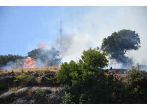 Makilik alanda çıkan yangın dört araca sıçradı