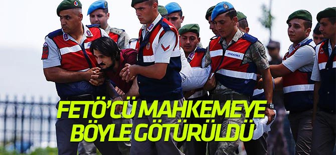 Cezaevi aracından inmeyen FETÖ'cüyü jandarma salona götürdü