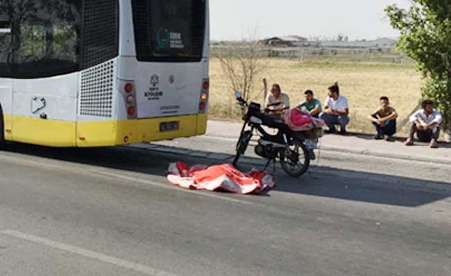 Konya'da otobüse çarpan motosiklet sürücüsü hayatını kaybetti