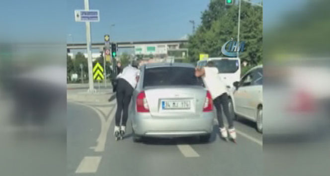 Patenci gençlerin trafikteki tehlikeli oyunu