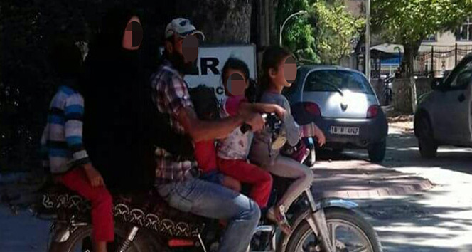 Bir motosiklette 7 kişi!