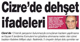 Milliyet'in manşetinde dehşet ifadeler
