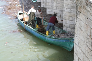 Beyşehir Gölü kayıklarla temizlendi