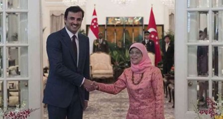 Katar Emiri Şeym Tamim, Singapur’a gitti