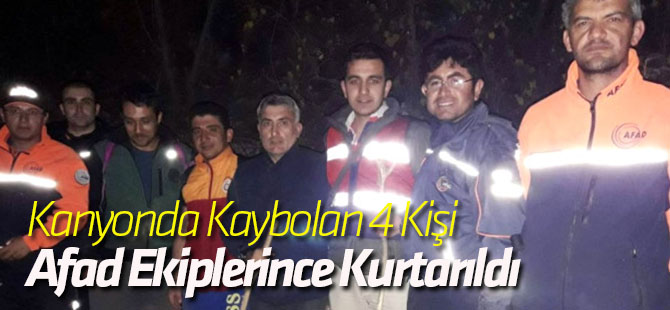 Kanyonda Kaybolan 4 Kişi Afad Ekiplerince Kurtarıldı