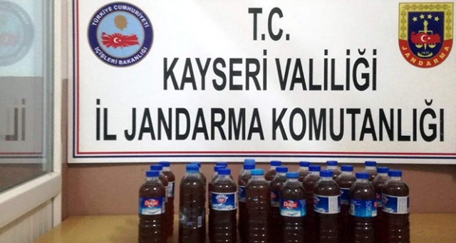 Kayseri’de 12 litre sahte boğma rakı ele geçirildi