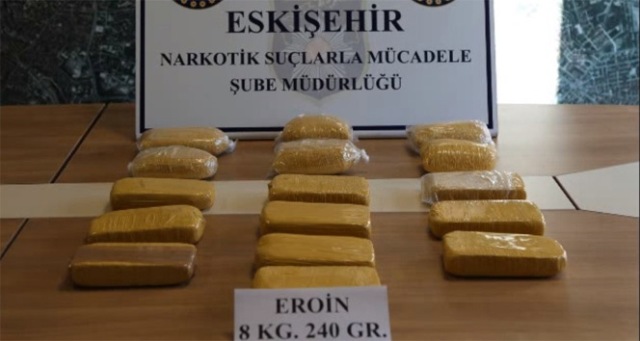 Eskişehir'de 8 kilo 240 gram eroin ele geçirildi