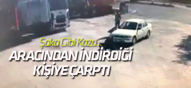 Şaka Gibi Kaza... Şoförün Aracından İndirdiği Kişiye Çarpma Anı Kamerada
