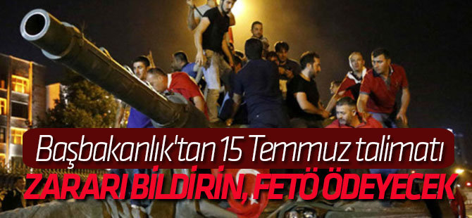 Başbakanlık'tan 15 Temmuz talimatı