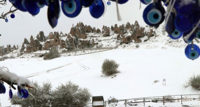 Kapadokya’dan muhteşem kar manzaraları