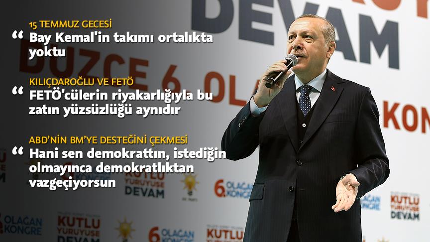 Cumhurbaşkanı Erdoğan AK Parti Düzce 6. Olağan İl Kongresinde konuştu