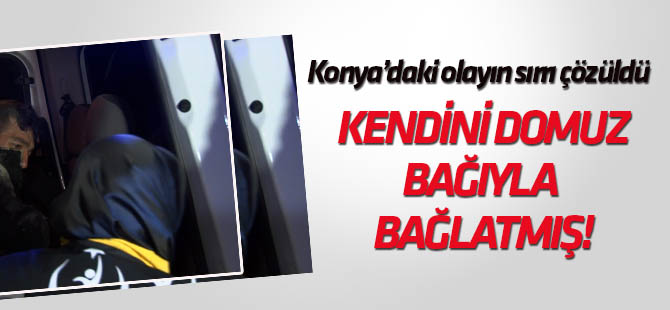 Ceza almamak için kendisini domuz bağıyla bağlatmış