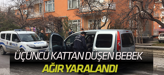 Konya'da üçüncü kattan düşen bebek ağır yaralandı