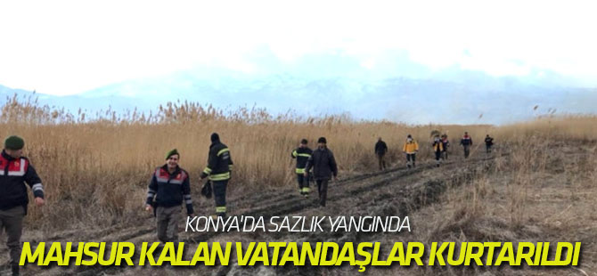 Konya'da Sazlık Yangının Mahsur Kalan Vatandaşlar Kurtarıldı