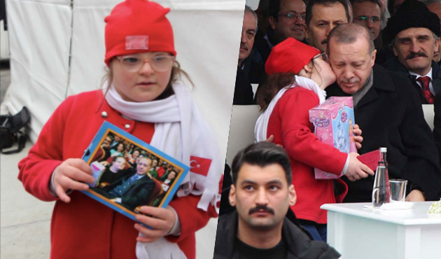 Küçük Havva, Erdoğan'a önce sarıldı sonra öptü...