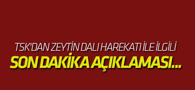 TSK'dan Zeytin Dalı Harekatı ile ilgili son dakika açıklaması...