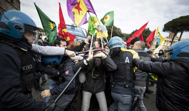 Terör yandaşları Erdoğan'ın ziyaret ettiği Roma'yı savaş alanına çevirdi!