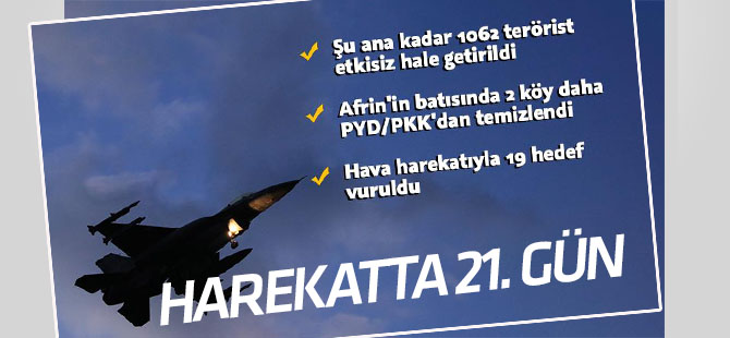 Zeytin Dalı Harekatı'nda 1062 terörist etkisiz hale getirildi