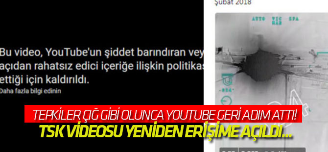 Youtube geri adım attı! TSK videosu yeniden erişime açıldı...