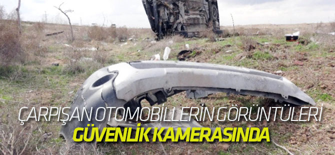 Aksaray'da Çarpışan Otomobillerin Görüntüleri Güvenlik Kamerasında