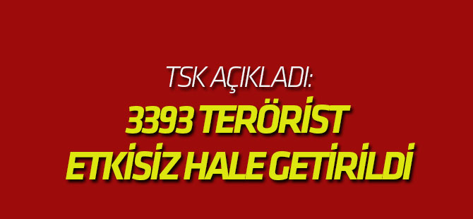 TSK: 3393 terörist etkisiz hale getirildi